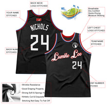 Load image into Gallery viewer, Custom Black White-Red Authentic Throwback Basketball Jersey