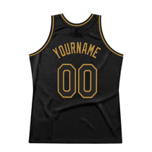 Load image into Gallery viewer, Custom Black Black-Old Gold Authentic Throwback Basketball Jersey