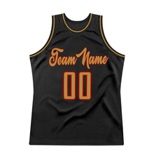 Load image into Gallery viewer, Custom Black Old Gold-Red Authentic Throwback Basketball Jersey