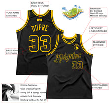 Load image into Gallery viewer, Custom Black Black-Gold Authentic Throwback Basketball Jersey