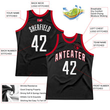 Load image into Gallery viewer, Custom Black White-Red Authentic Throwback Basketball Jersey