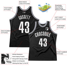 Load image into Gallery viewer, Custom Black White Authentic Throwback Basketball Jersey