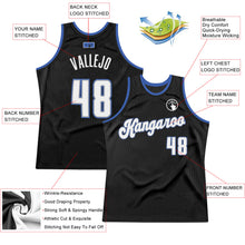 Load image into Gallery viewer, Custom Black White-Blue Authentic Throwback Basketball Jersey
