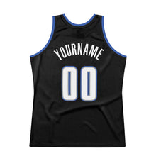 Load image into Gallery viewer, Custom Black White-Blue Authentic Throwback Basketball Jersey