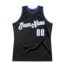 Load image into Gallery viewer, Custom Black White-Blue Authentic Throwback Basketball Jersey
