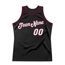 Load image into Gallery viewer, Custom Black White-Maroon Authentic Throwback Basketball Jersey