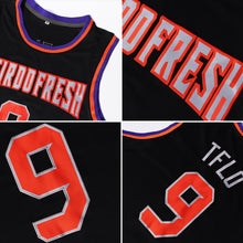 Load image into Gallery viewer, Custom Black Orange-Silver Gray Authentic Throwback Basketball Jersey