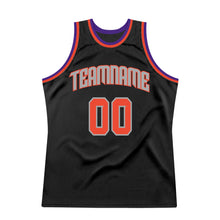 Load image into Gallery viewer, Custom Black Orange-Silver Gray Authentic Throwback Basketball Jersey