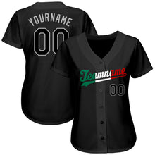 Load image into Gallery viewer, Custom Black Black-Kelly Green Authentic Baseball Jersey