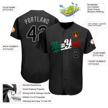 Load image into Gallery viewer, Custom Black Black-Kelly Green Authentic Baseball Jersey