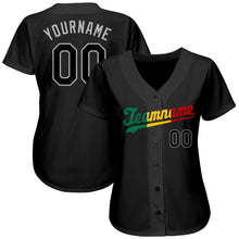 Load image into Gallery viewer, Custom Black Black-Red Authentic Baseball Jersey
