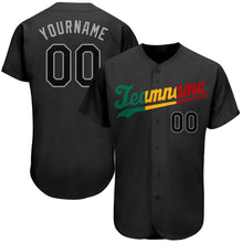 Load image into Gallery viewer, Custom Black Black-Red Authentic Baseball Jersey