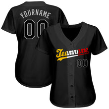 Load image into Gallery viewer, Custom Black Black-Gold Authentic Baseball Jersey