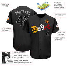Load image into Gallery viewer, Custom Black Black-Gold Authentic Baseball Jersey