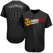 Load image into Gallery viewer, Custom Black Black-Gold Authentic Baseball Jersey