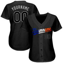 Load image into Gallery viewer, Custom Black Black-Orange Authentic Baseball Jersey