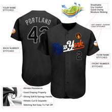 Load image into Gallery viewer, Custom Black Black-Orange Authentic Baseball Jersey
