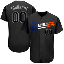 Load image into Gallery viewer, Custom Black Black-Orange Authentic Baseball Jersey