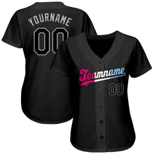 Load image into Gallery viewer, Custom Black Black-Pink Authentic Baseball Jersey