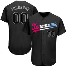 Load image into Gallery viewer, Custom Black Black-Pink Authentic Baseball Jersey