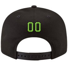 Load image into Gallery viewer, Custom Black Neon Green-White Stitched Adjustable Snapback Hat
