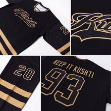 Load image into Gallery viewer, Custom Black Black-Old Gold Hockey Jersey