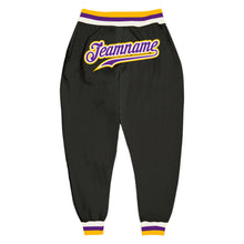 Load image into Gallery viewer, Custom Black Purple-Gold Sports Pants