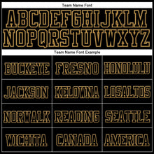 Load image into Gallery viewer, Custom Black Black-Old Gold Stitched Cuffed Knit Hat