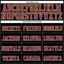 Load image into Gallery viewer, Custom Black Purple-Gold Stitched Cuffed Knit Hat