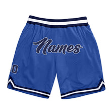 Load image into Gallery viewer, Custom Blue Navy-White Authentic Throwback Basketball Shorts