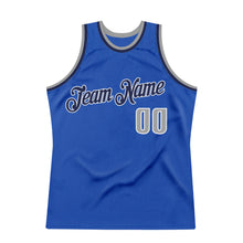 Load image into Gallery viewer, Custom Blue Silver Gray-Navy Authentic Throwback Basketball Jersey
