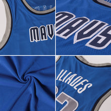 Load image into Gallery viewer, Custom Blue White-Black Authentic Throwback Basketball Jersey