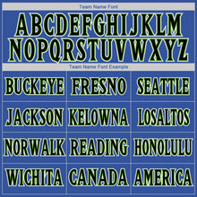 Load image into Gallery viewer, Custom Blue Black-Neon Green Authentic Throwback Basketball Jersey