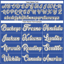 Load image into Gallery viewer, Custom Blue White-Black Authentic Throwback Basketball Jersey