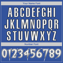 Load image into Gallery viewer, Custom Blue White-Black Authentic Throwback Basketball Jersey