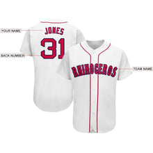 Load image into Gallery viewer, Custom White Red-Navy Baseball Jersey