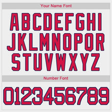 Load image into Gallery viewer, Custom White Red-Navy Baseball Jersey