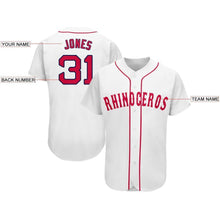 Load image into Gallery viewer, Custom White Red-Navy Baseball Jersey