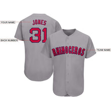 Load image into Gallery viewer, Custom Gray Red-Navy Baseball Jersey