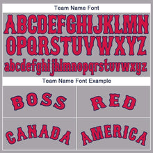 Load image into Gallery viewer, Custom Gray Red-Navy Baseball Jersey