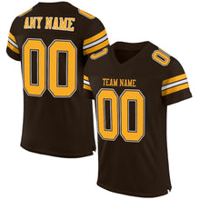 Load image into Gallery viewer, Custom Brown Gold-White Mesh Authentic Football Jersey