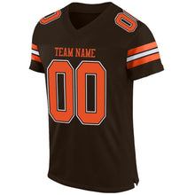Load image into Gallery viewer, Custom Brown Orange-White Mesh Authentic Football Jersey