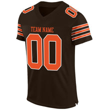 Load image into Gallery viewer, Custom Brown Orange-White Mesh Authentic Football Jersey