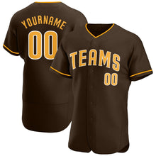 Load image into Gallery viewer, Custom Brown Gold-White Authentic Baseball Jersey