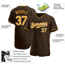 Load image into Gallery viewer, Custom Brown Gold-White Authentic Baseball Jersey