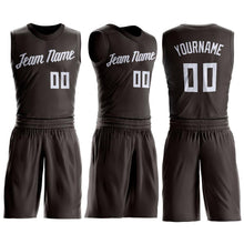Load image into Gallery viewer, Custom Brown White Round Neck Suit Basketball Jersey