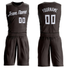 Load image into Gallery viewer, Custom Brown White Round Neck Suit Basketball Jersey