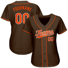 Load image into Gallery viewer, Custom Brown Orange-White Authentic Baseball Jersey