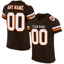 Load image into Gallery viewer, Custom Brown White-Orange Mesh Authentic Football Jersey