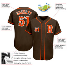 Load image into Gallery viewer, Custom Brown Orange-White Authentic Baseball Jersey